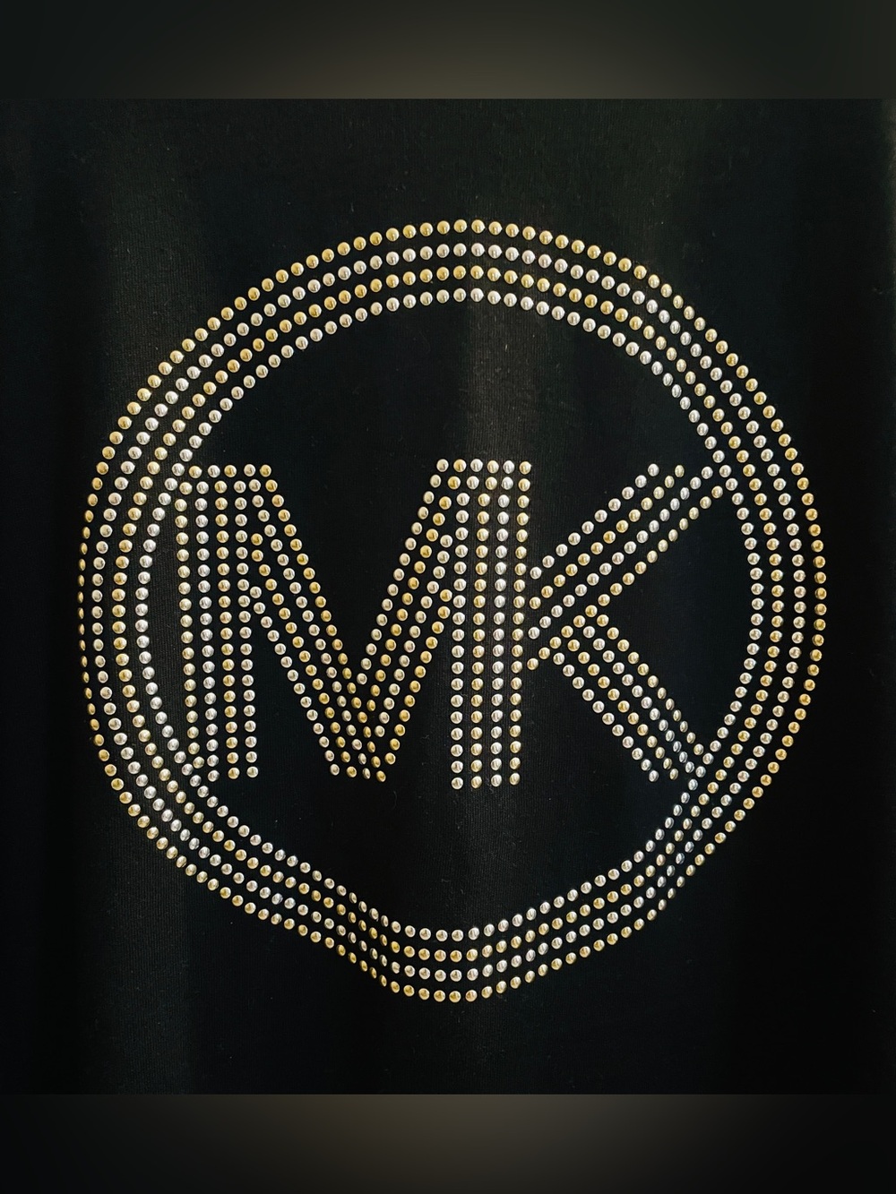 Michael Kors Black Short Sleeve Crop Top with MK Stud Logo - Picture 3 of 3